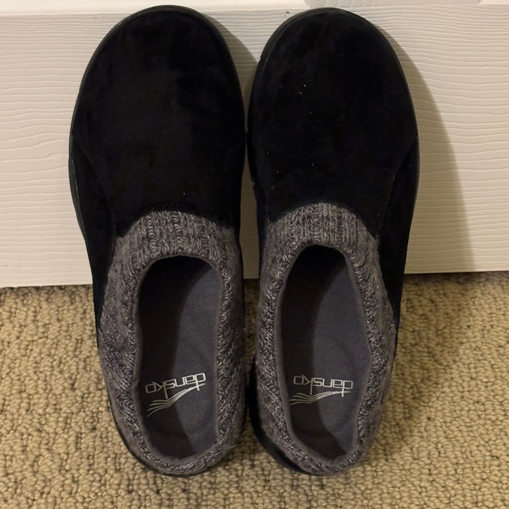 Dansko Black and Gray Slip-Ons 39